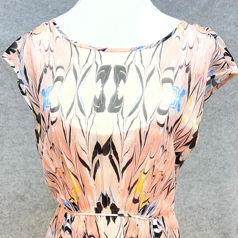 J Crew 100% Silk Outside Butterfly Wing Flutter Sleeve Artsy Dress Spring Size 6